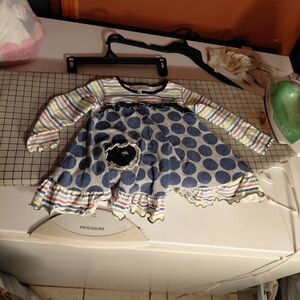 Baxter & Beatrice Fine Childrens Clothing 24M  Girls Embroidered Blue Polka Dres